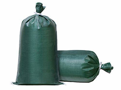 Picture of TerraRight Sandbags - Extra Durable Empty Green Woven Polypropylene Sand Bags w/Ties, Max. UV Protection, 14" x 26" (10 Count)
