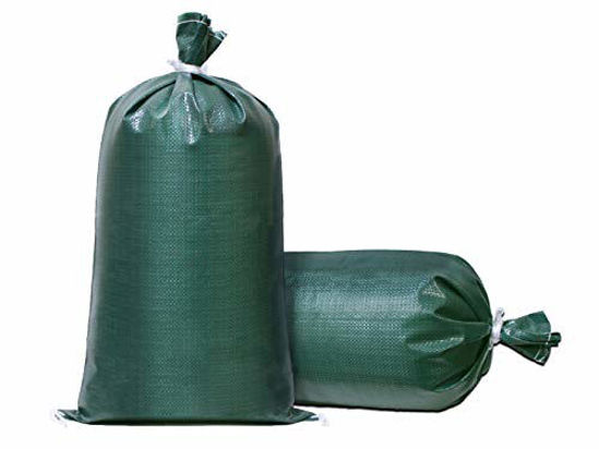 14 x 26 UV Protection Extra Durable Empty Green Woven Polypropylene Sand Bags w/Ties TerraRight Sandbags Max 100 Count 