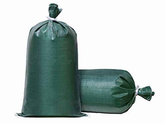 14 x 26 UV Protection Extra Durable Empty Green Woven Polypropylene Sand Bags w/Ties TerraRight Sandbags Max 100 Count 14 x 26 UV Protection Extra Durable Empty Green Woven Polypropylene Sand Bags w/Ties TerraRight Sandbags Max 100 Count