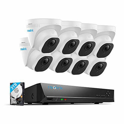 Picture of Reolink 4K 16CH PoE Video Surveillance Camera System, H.265 8pcs 8MP PoE IP Security Cameras Outdoor with a 8MP 16-Channel NVR, 3TB HDD pre-Installed, RLK16-800D8