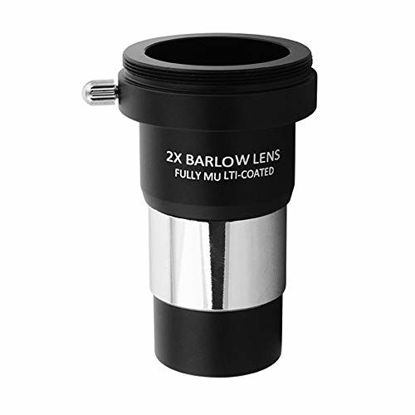 Picture of Barlow Lens 2X, Bysameyee 1.25 Inch Fully Multi-Coated Metal Barlow Lens with M42 Thread Camera Connect Interface for Telescope Eyepiece