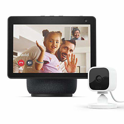 Picture of All-new Echo Show 10 (3rd Gen) | Charcoal with Blink Mini Indoor Smart Security Camera, 1080 HD with Motion Detection