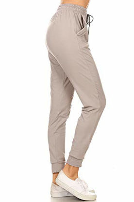 Picture of Leggings Depot JGA128-LIGHTGREY-L Solid Jogger Track Pants w/Pockets, Large