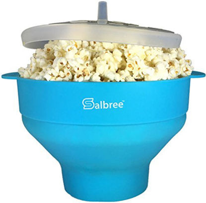 Picture of Original Salbree Microwave Popcorn Popper, Silicone Popcorn Maker, Collapsible Bowl BPA Free - 15 Colors Available (Turquoise)