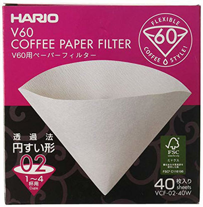 Picture of Hario V60 Paper Coffee Filters, Size 02, White, Untabbed