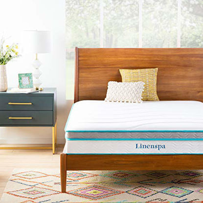 Picture of Linenspa 10 Inch Memory Foam and Innerspring Hybrid Medium Feel-Queen Mattress, White