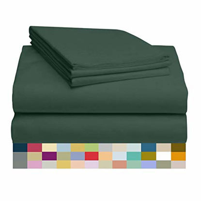 Picture of LuxClub 4 PC Sheet Set Bamboo Sheets Deep Pockets 18" Eco Friendly Wrinkle Free Sheets Machine Washable Hotel Bedding Silky Soft - Emerald Twin