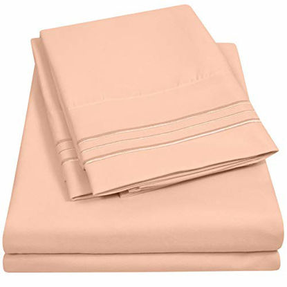 Picture of 1500 Supreme Collection Extra Soft King Sheet Set, Peach - Luxury Bed Sheet Set with Deep Pocket Wrinkle Free Hypoallergenic Bed Sheets, King Size, Peach