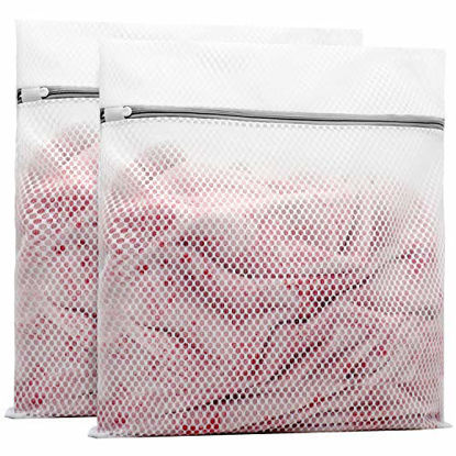 Picture of 2Pcs Durable Honeycomb Mesh Laundry Bags for Delicates 24 x 24 Inches (2 XX-Large)