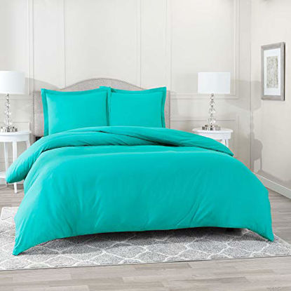 Picture of Nestl Duvet Cover 3 Piece Set - Ultra Soft Double Brushed Microfiber Hotel Collection - Comforter Cover with Button Closure and 2 Pillow Shams, Teal - King 90"x104"
