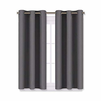 Picture of NICETOWN Grey Blackout Curtain Panels for Bedroom, Thermal Insulated Grommet Top Blackout Draperies and Drapes (2 Panels, W29 x L45 inches, Grey)
