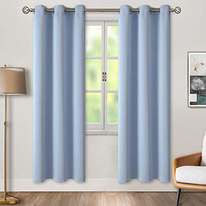 Picture of BGment Blackout Curtains for Living Room - Grommet Thermal Insulated Room Darkening Curtains for Bedroom, 2 Panels of 42 x 84 Inch, Spa Blue
