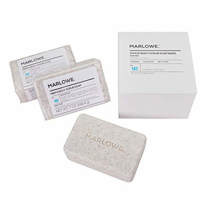 Picture of MARLOWE. No. 102 Men's Body Scrub Soap 7 oz (3 Bars) | Best Exfoliating Bar for Men | Made with Natural Ingredients | Green Tea Extract | Amazing Scent
