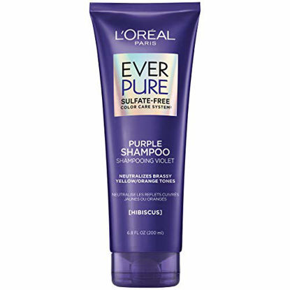 Picture of L'Oreal Paris Hair Care EverPure Sulfate Free Brass Toning Purple Shampoo for Blonde, Bleached, Silver, or Brown Highlighted Hair, 6.8 Fl; Oz (Packaging May Vary)