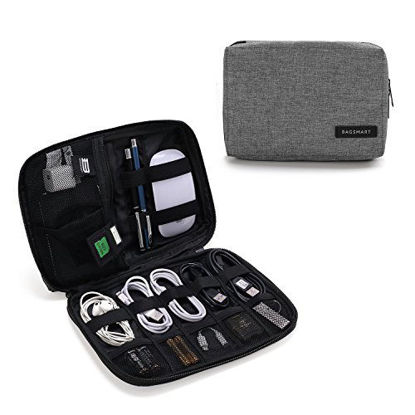 Picture of BAGSMART Electronic Organizer Small Travel Cable Organizer Bag for Hard Drives, Cables, USB, SD Card Grey