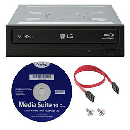 Picture of LG WH16NS40K 16X Blu-ray BDXL M-DISC DVD CD Internal Writer Drive Bundle with Free Cyberlink Media Suite 10 + SATA Cable