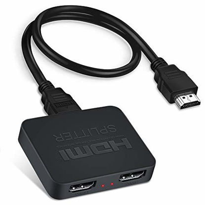Picture of HDMI Splitter 4K@60Hz, avedio links HDMI Splitter 1 in 2 Out, HDMI2.0b Splitter for Dual Monitors Only Duplicate/Mirror Screens, Support HDCP2.2, RGB 4:4:4, 18.5Gbps, Auto Scaling, Full HD 1080P 3D