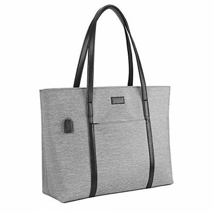 Picture of Laptop Tote Purse Large, Business Women Work Bag Professional Computer Purse Teacher Tote Bag with Zipper and Pockets Fits 15.6 Inch Laptop