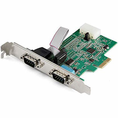 Picture of StarTech.com 2-port PCI Express RS232 Serial Adapter Card - PCIe RS232 Serial Host Controller Card - PCIe to Dual Serial DB9 Card - 16950 UART - Expansion Card - Windows, macOS, Linux (PEX2S953)