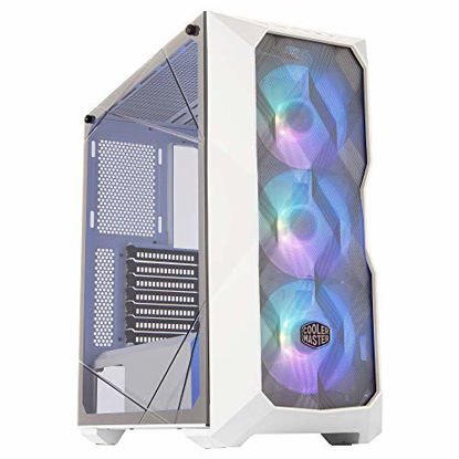 Picture of Cooler Master MasterBox TD500 Mesh White Airflow ATX Mid-Tower with Polygonal Mesh Front Panel, Crystalline Tempered Glass, E-ATX Up to 10.5", Three 120mm ARGB Fans & ARGB Lighting System