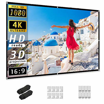 Picture of Projector Screen 84 inch, Taotique 4K Movie Projector Screen 16:9 HD Foldable and Portable Anti-Crease Indoor Outdoor Projection Double Sided Video Projector Screen for Home, Party, Office, Classroom