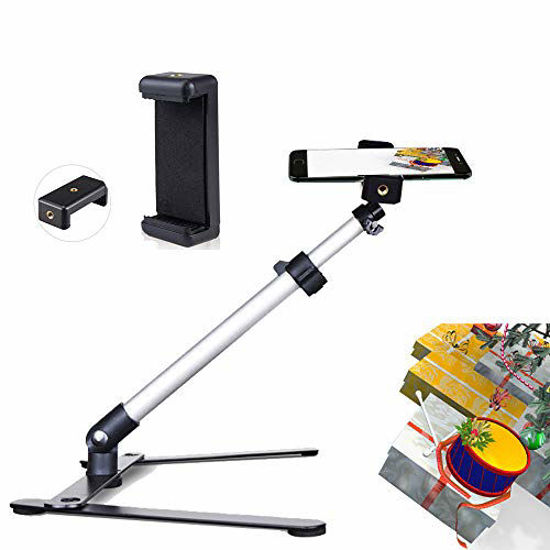 Cellphone Holder,Overhead Phone Mount,Table Top Teaching Online Stand For Live Streaming And Online Video And Food Crafting Demo Drawing Sketching Recording(Black