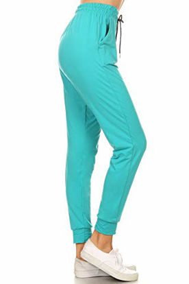 Picture of Leggings Depot JGA128-JADE-S Solid Jogger Track Pants w/Pockets, Small