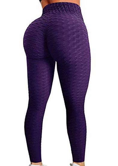 A AGROSTE Womens High Waist Yoga Pants Tummy Control Workout Ruched Butt Lifting Stretchy Leggings Textured Booty Tights