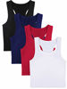 Picture of 4 Pieces Basic Crop Tank Tops Sleeveless Racerback Crop Sport Cotton Top for Women (Black, White, Wine Red, Navy Blue, Medium)
