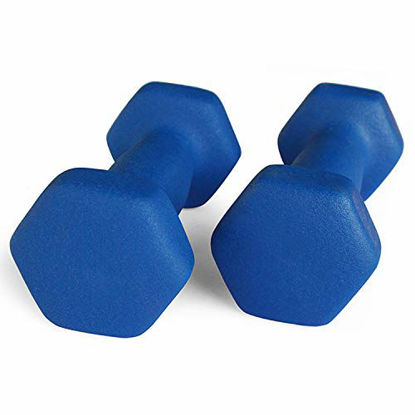 Picture of Portzon Set of 2 Neoprene Dumbbell Hand Weights, Anti-Slip, Anti-roll Dark Blue