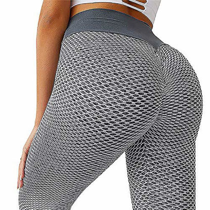 Picture of Famous TikTok Leggings, Yoga Pants for Women High Waist Tummy Control Booty Bubble Hip Lifting Workout Running Tights D-Gray