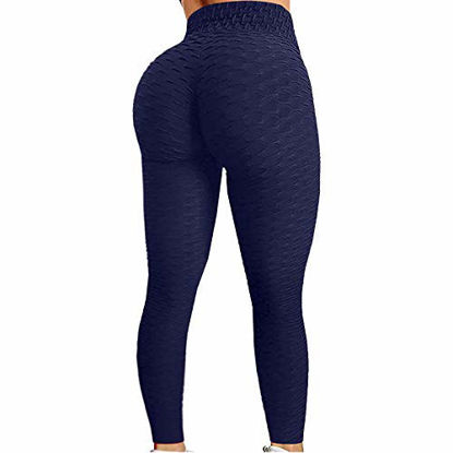 Picture of xatos Yoga Pants for Women High Waist Tummy Control Slimming Booty Leggings Bubble Hip Lifting Workout Running Tights