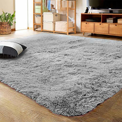 Picture of LOCHAS Ultra Soft Indoor Modern Area Rugs Fluffy Living Room Carpets for Children Bedroom Home Decor Nursery Rug 4x5.3 Feet, Gray