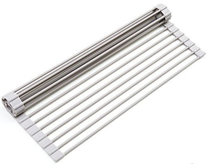 Picture of Surpahs Over The Sink Multipurpose Roll-Up Dish Drying Rack (Warm Gray, Large - 20.5" x 13.1")