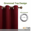 Picture of NICETOWN Home Decorations Thermal Insulated Solid Grommet Top Blackout Living Room Curtains/Drapes for Gift (1 Pair, 42 x 84 inches, Red)