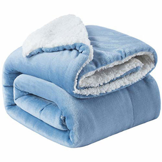 GetUSCart- Bedsure Sherpa Fleece Blanket Throw Size Slate Blue Plush Throw  Blanket Fuzzy Soft Blanket Microfiber