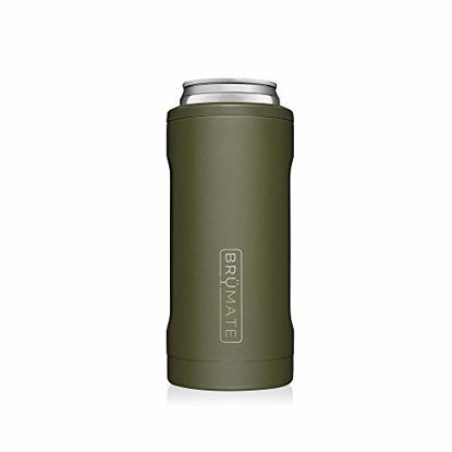 Picture of BrüMate Hopsulator Slim Double-walled Stainless Steel Insulated Can Cooler for 12 Oz Slim Cans (OD Green)