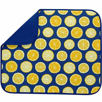 Picture of S&T INC. Absorbent, Reversible Microfiber Dish Drying Mat for Kitchen, 16 Inch x 18 Inch, Lemons