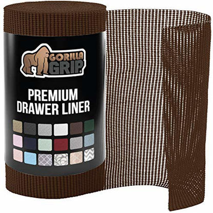 Picture of Gorilla Grip Original Drawer and Shelf Liner, Non Adhesive Roll, 17.5 Inch x 20 FT, Durable and Strong, Grip Liners for Drawers, Shelves, Cabinets, Storage, Kitchen and Desks, Chocolate