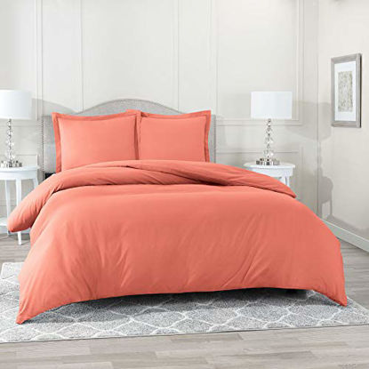 Picture of Nestl Duvet Cover 2 Piece Set - Ultra Soft Double Brushed Microfiber Hotel Collection - Comforter Cover with Button Closure and 1 Pillow Sham, Misty Rose - Twin (Single) 68"x90"