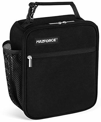 Picture of MAZFORCE Original Lunch Bag Insulated Lunch Box - Tough & Spacious Adult Lunchbox to Seize Your Day (Black- Lunch Bags Designed in California for Men, Adults, Women)