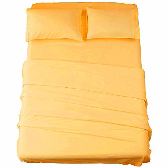 Picture of Sonoro Kate Bed Sheet Set Super Soft Microfiber 1800 Thread Count Luxury Egyptian Sheets 16-Inch Deep PocketWrinkle and Hypoallergenic-4 Piece (Yellow, Full)