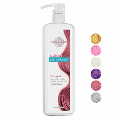 Picture of Keracolor Clenditioner ROSE GOLD Hair Dye - Depositing Color Conditioner Colorwash, Semi Permanent, Vegan and Cruelty-Free, 33.8 fl. Oz.