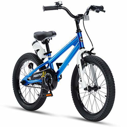Picture of RoyalBaby Kids Bike Boys Girls Freestyle BMX Bicycle With Kickstand Gifts for Children Bikes 18 Inch Blue