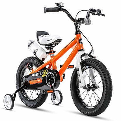 Picture of RoyalBaby Kids Bike Boys Girls Freestyle BMX Bicycle with Training Wheels Gifts for Children Bikes 12 Inch Orange