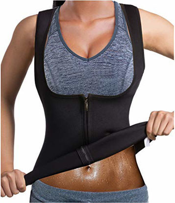Picture of GAODI Women Waist Trainer Sauna Vest Slim Corset Neoprene Cincher Tank Top Weight Loss Body Shaper (S, Black)