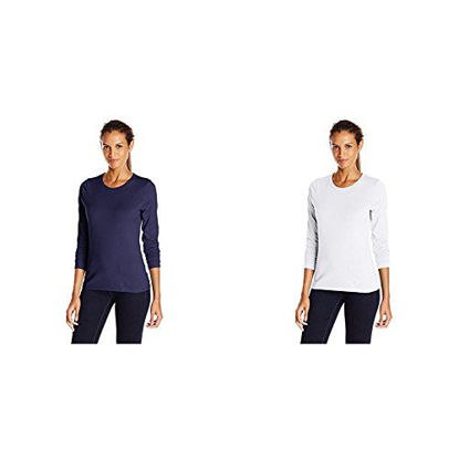 Picture of Hanes 2 Pack Long Sleeve Tee, Hanes Navy/White, Large/Large
