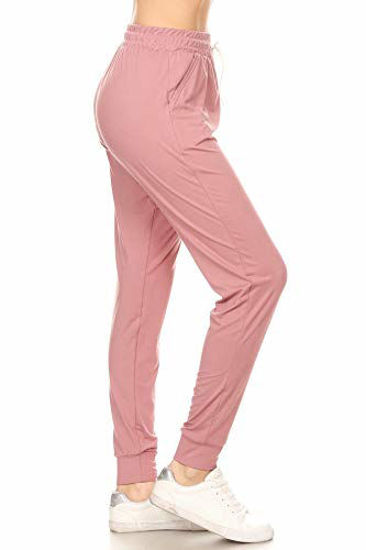 GetUSCart- Leggings Depot JGA128-MAUVE-S Solid Jogger Track Pants  w/Pockets, Small