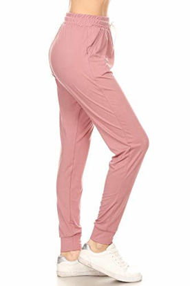 Picture of Leggings Depot JGA128-MAUVE-L Solid Jogger Track Pants w/Pockets, Large