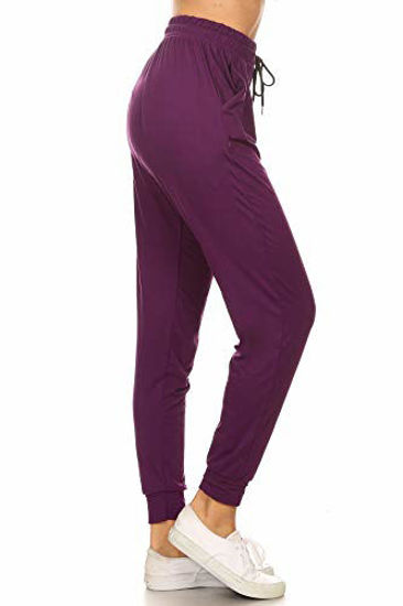 Picture of Leggings Depot JGA128-PURPLE-XL Solid Jogger Track Pants w/Pockets, X-Large